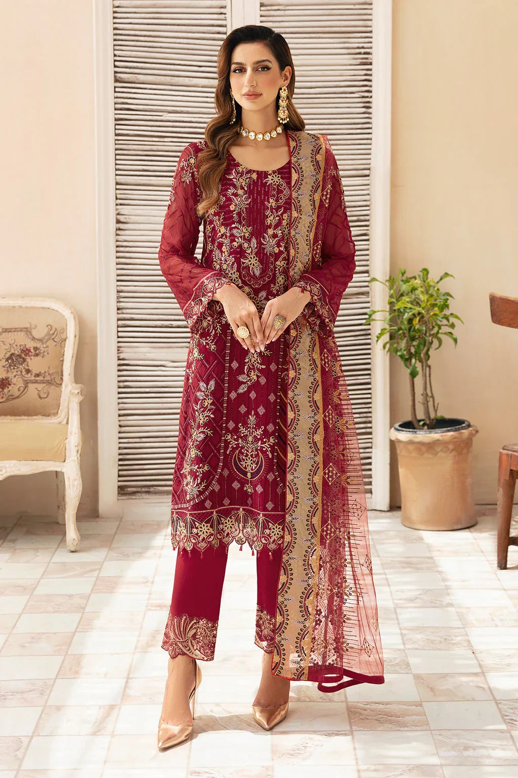 Ramsha | Chevron Chiffon Collection | A-907 - Rang-e-Khaas