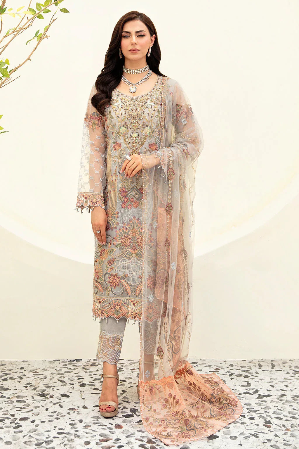 Ramsha | Minhal Organza Collection | M-909 - Rang-e-Khaas