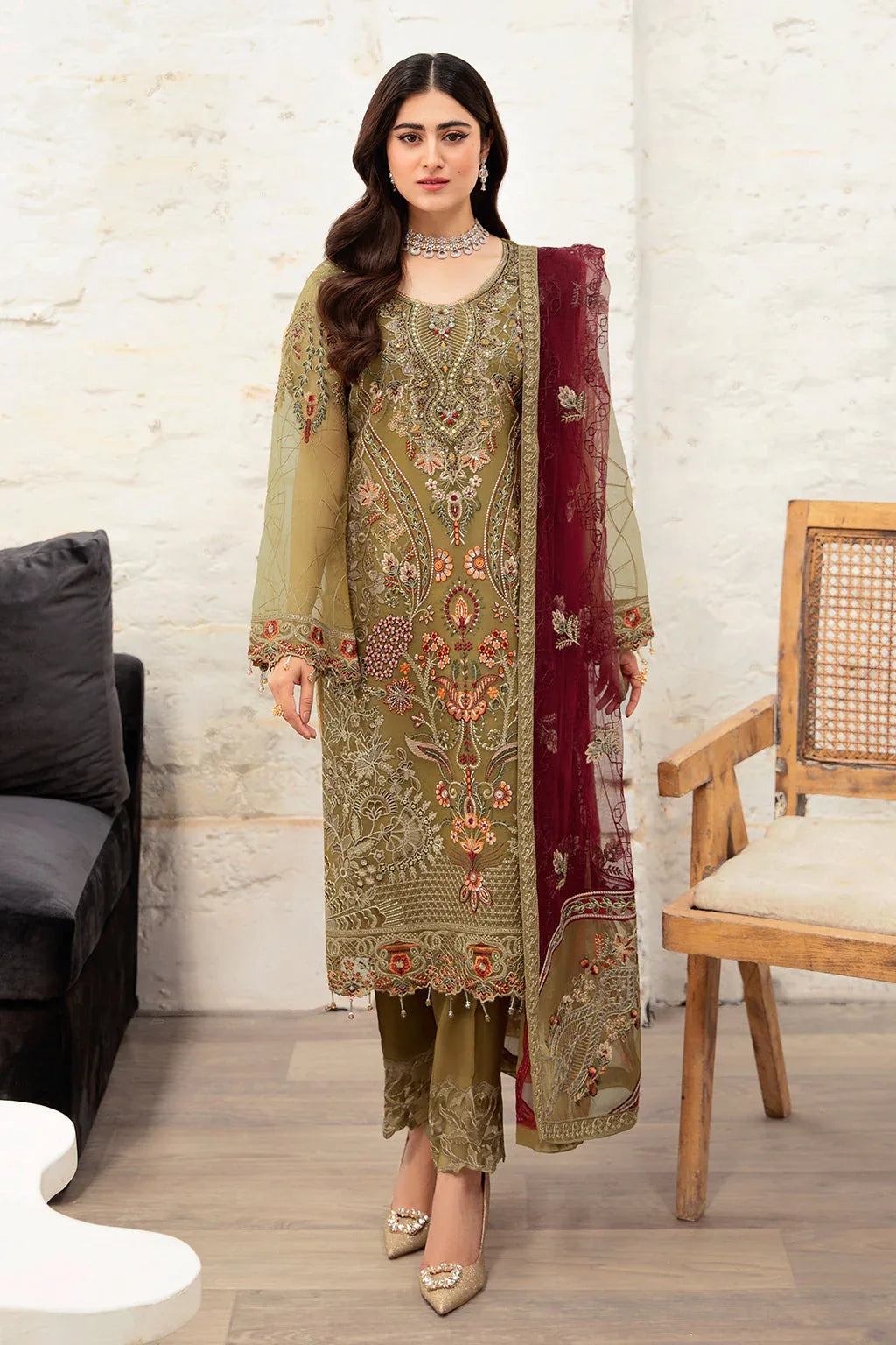 Ramsha | Minhal Organza Collection | M-1010 - Rang-e-Khaas