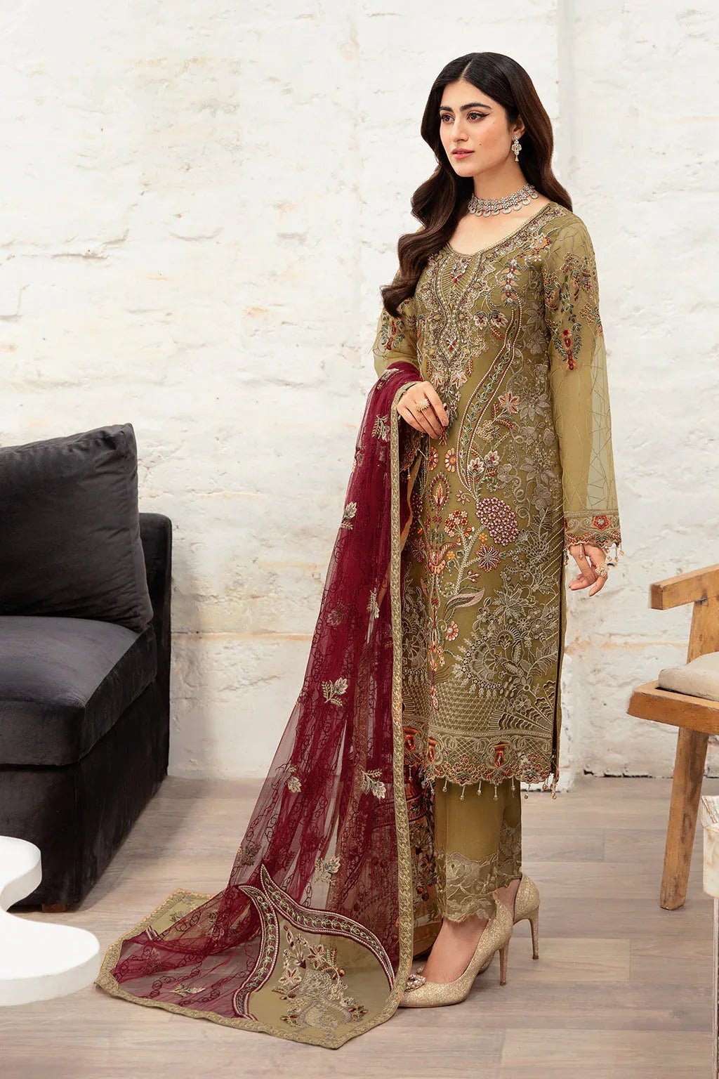 Ramsha | Minhal Organza Collection | M-1010 - Rang-e-Khaas