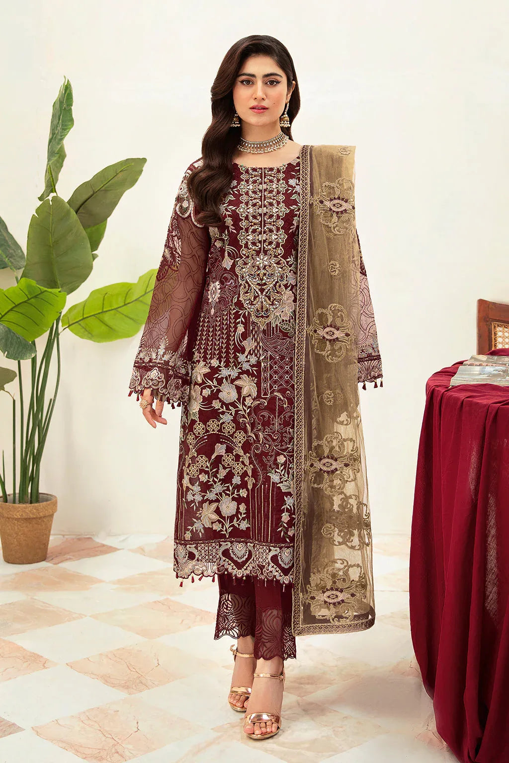 Ramsha | Minhal Organza Collection | M-1003 - Rang-e-Khaas