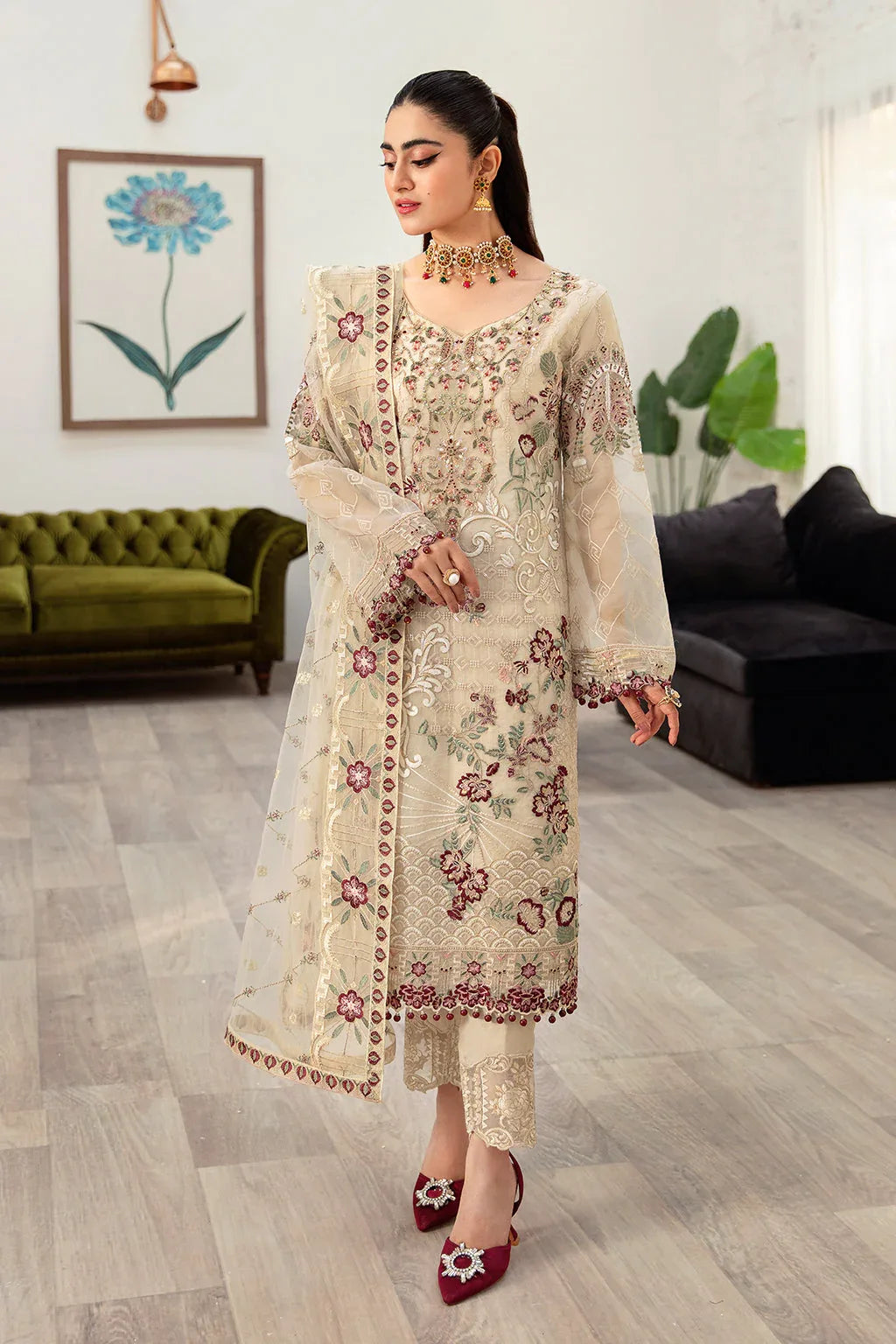 Ramsha | Minhal Organza Collection | M-1004 - Rang-e-Khaas