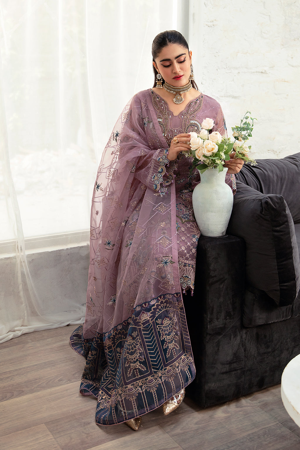 Ramsha | Minhal Organza Collection | M-1005 - Rang-e-Khaas