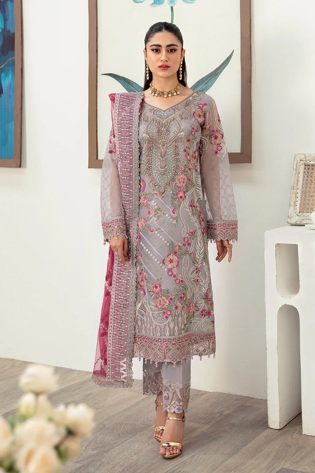 Ramsha | Minhal Organza Collection | M-1008 - Rang-e-Khaas