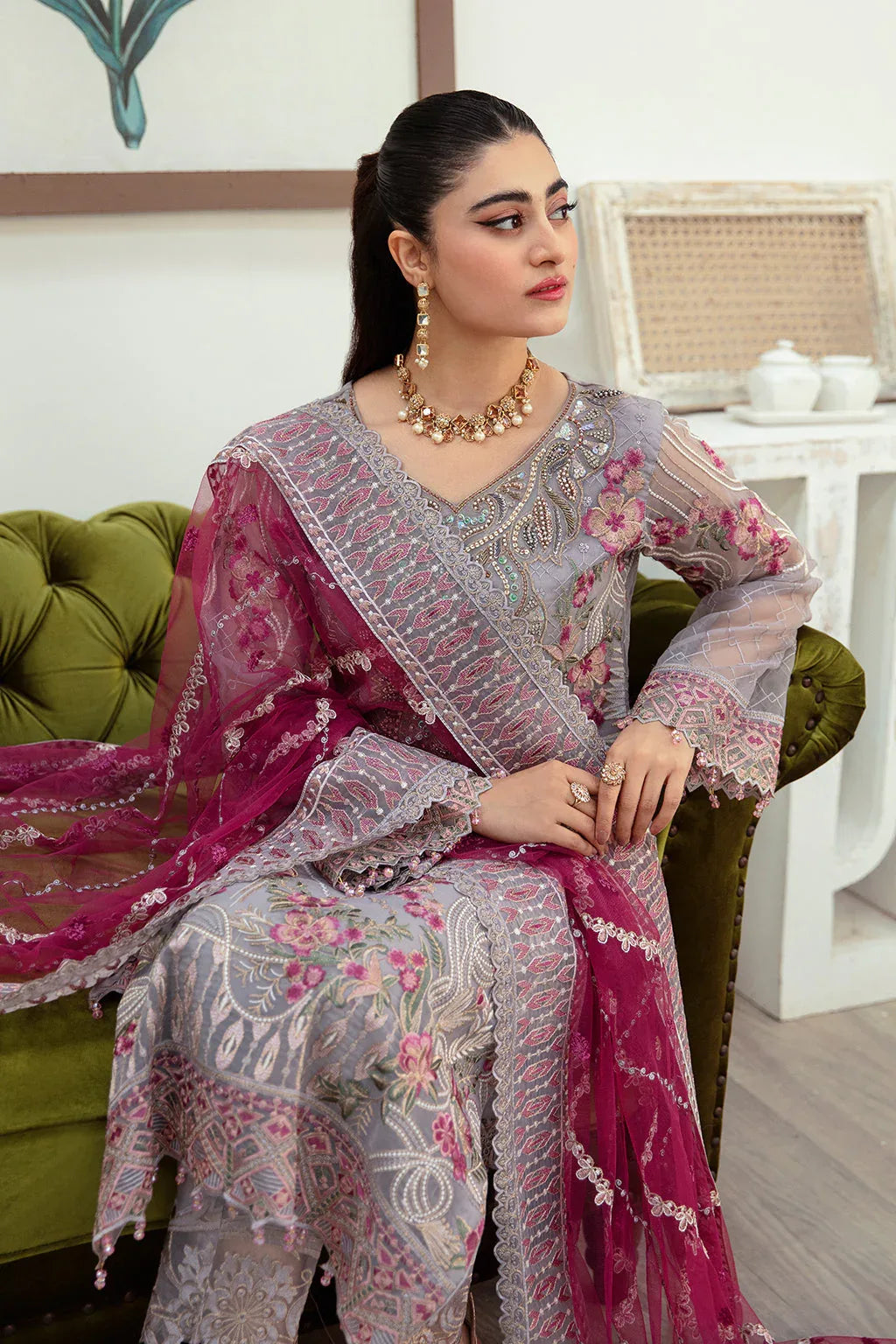 Ramsha | Minhal Organza Collection | M-1008 - Rang-e-Khaas