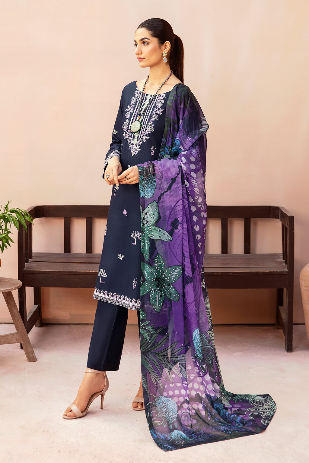 Afsanah | Essentials Lawn | MIDNIGHT A-03