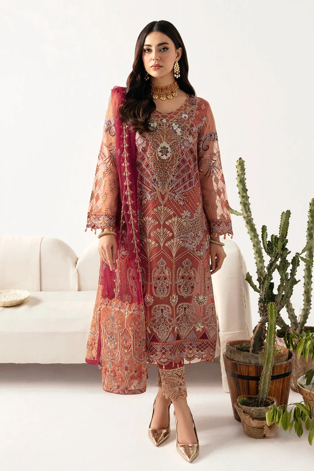 Ramsha | Minhal Organza Collection | M-1103 - Rang-e-Khaas