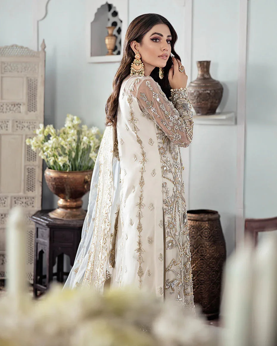 Gulaal | Wedding Formals | Mehr Embroidered Net 3-Piece Suit WS-19 - Rang-e-Khaas
