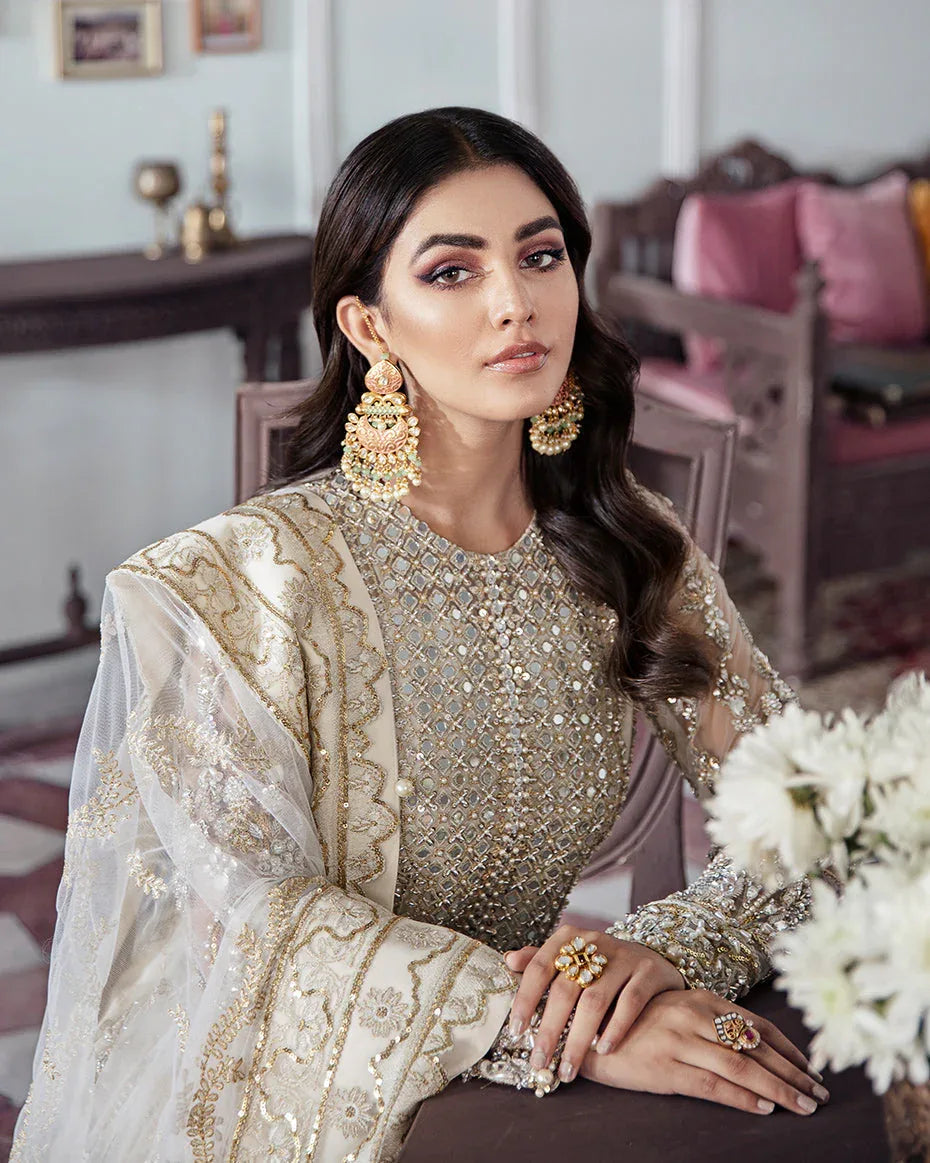 Gulaal | Wedding Formals | Mehr Embroidered Net 3-Piece Suit WS-19 - Rang-e-Khaas