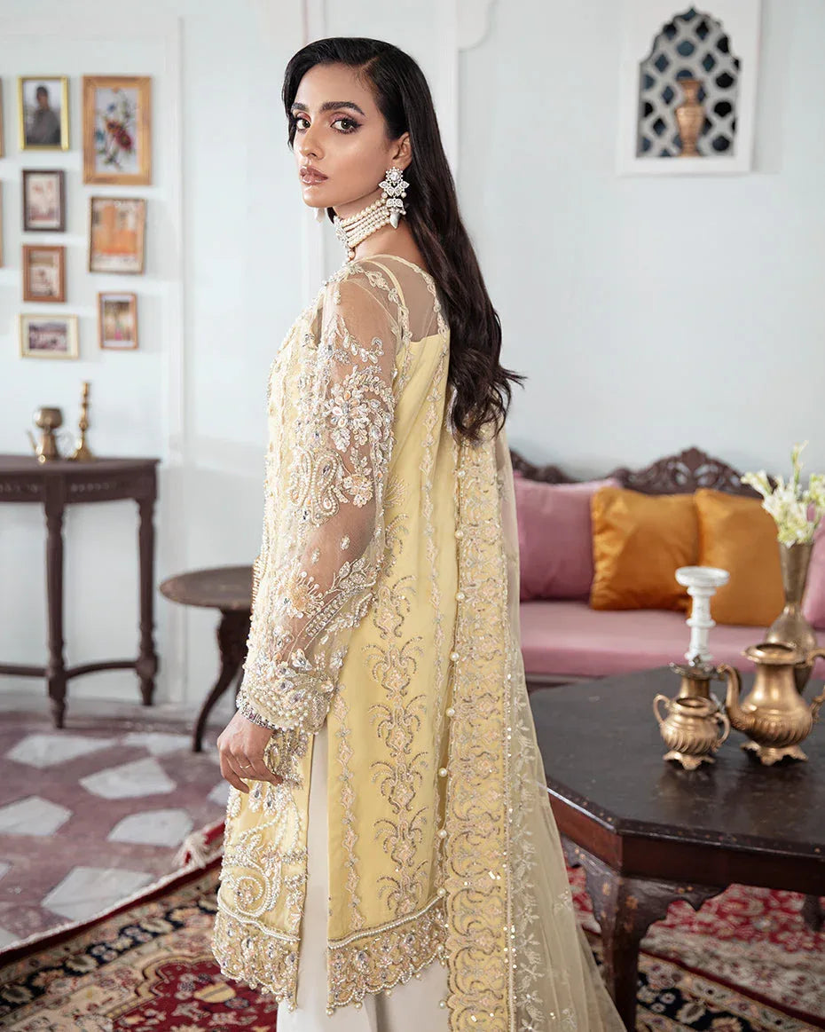 Gulaal | Wedding Formals | MAHJABEEN EMBROIDERED NET 3-PIECE SUIT WS-17 - Rang-e-Khaas