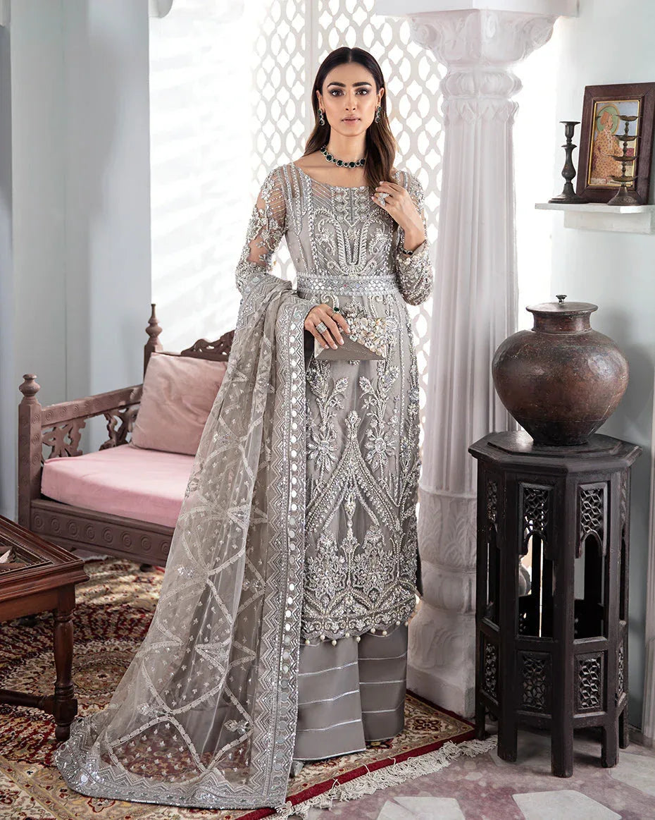 Gulaal | Wedding Formals | Gulnoor Embroidered Net 3-Piece Suit WS-18 - Rang-e-Khaas