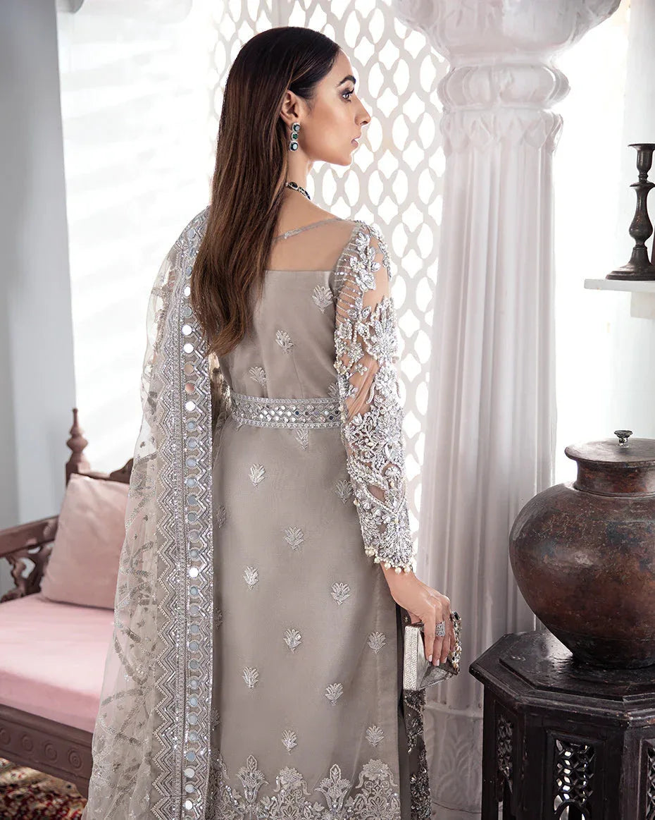 Gulaal | Wedding Formals | Gulnoor Embroidered Net 3-Piece Suit WS-18 - Rang-e-Khaas