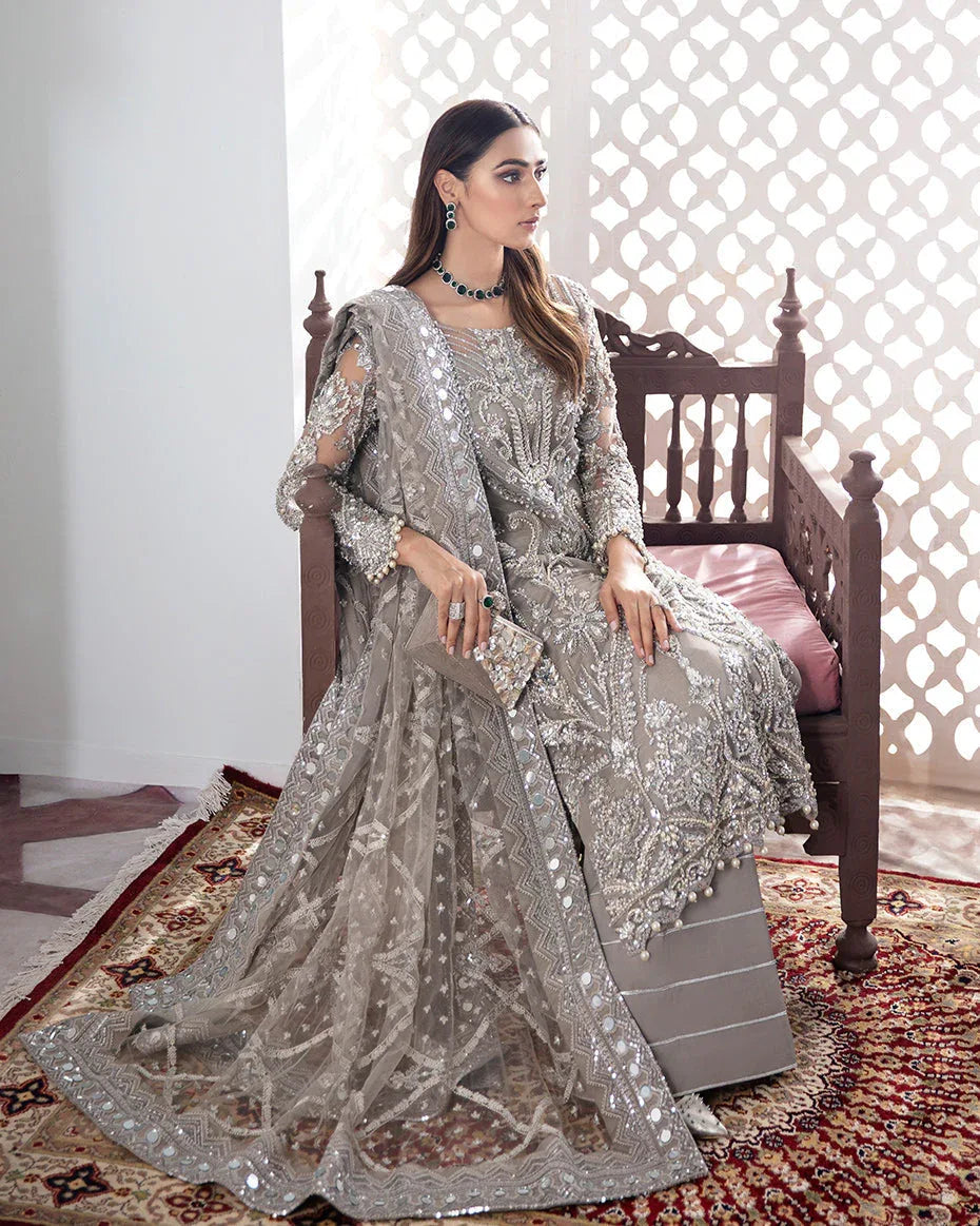 Gulaal | Wedding Formals | Gulnoor Embroidered Net 3-Piece Suit WS-18 - Rang-e-Khaas