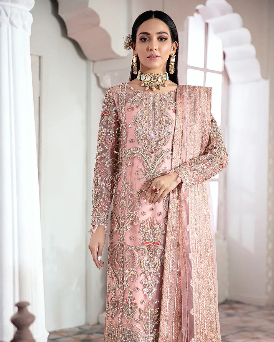 Gulaal | Wedding Formals | ARJUMAND EMBROIDERED NET 3-PIECE SUIT WS-15 - Rang-e-Khaas