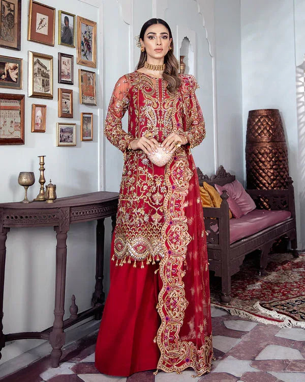 Gulaal | Wedding Formals | Tamanah Embroidered Net 3-Piece Suit WS-12 - Rang-e-Khaas