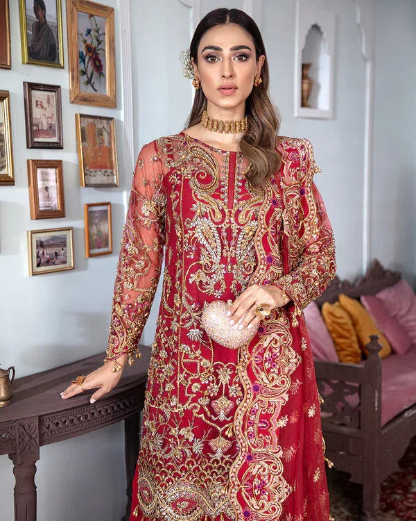 Gulaal | Wedding Formals | Tamanah Embroidered Net 3-Piece Suit WS-12 - Rang-e-Khaas