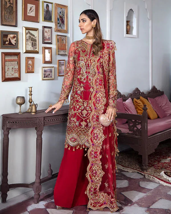 Gulaal | Wedding Formals | Tamanah Embroidered Net 3-Piece Suit WS-12 - Rang-e-Khaas