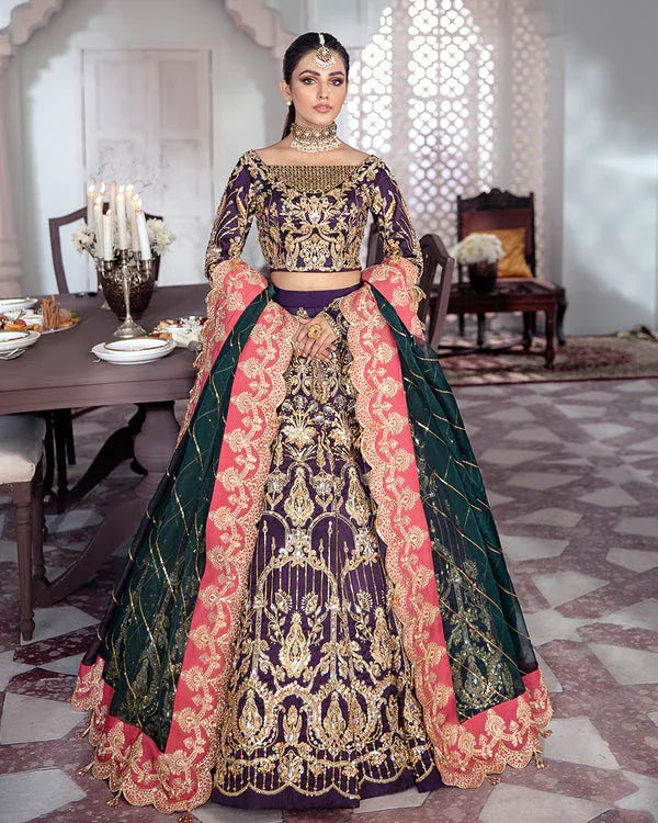 Gulaal | Wedding Formals | KEHKSHAN EMBROIDERED NET 3-PIECE SUIT WS-14 - Rang-e-Khaas