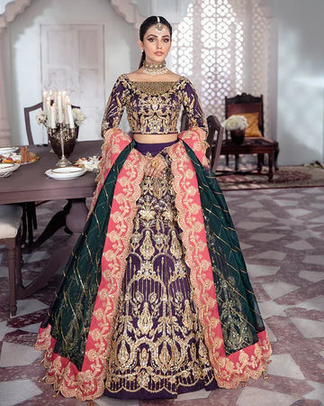 Gulaal | Wedding Formals | KEHKSHAN EMBROIDERED NET 3-PIECE SUIT WS-14 - Rang-e-Khaas