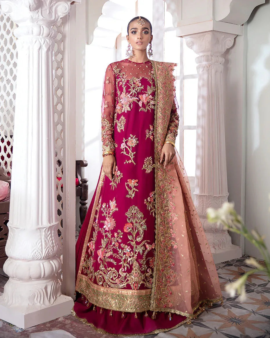 Gulaal | Wedding Formals | CHAMELI EMBROIDERED NET 3-PIECE SUIT WS-10 - Rang-e-Khaas