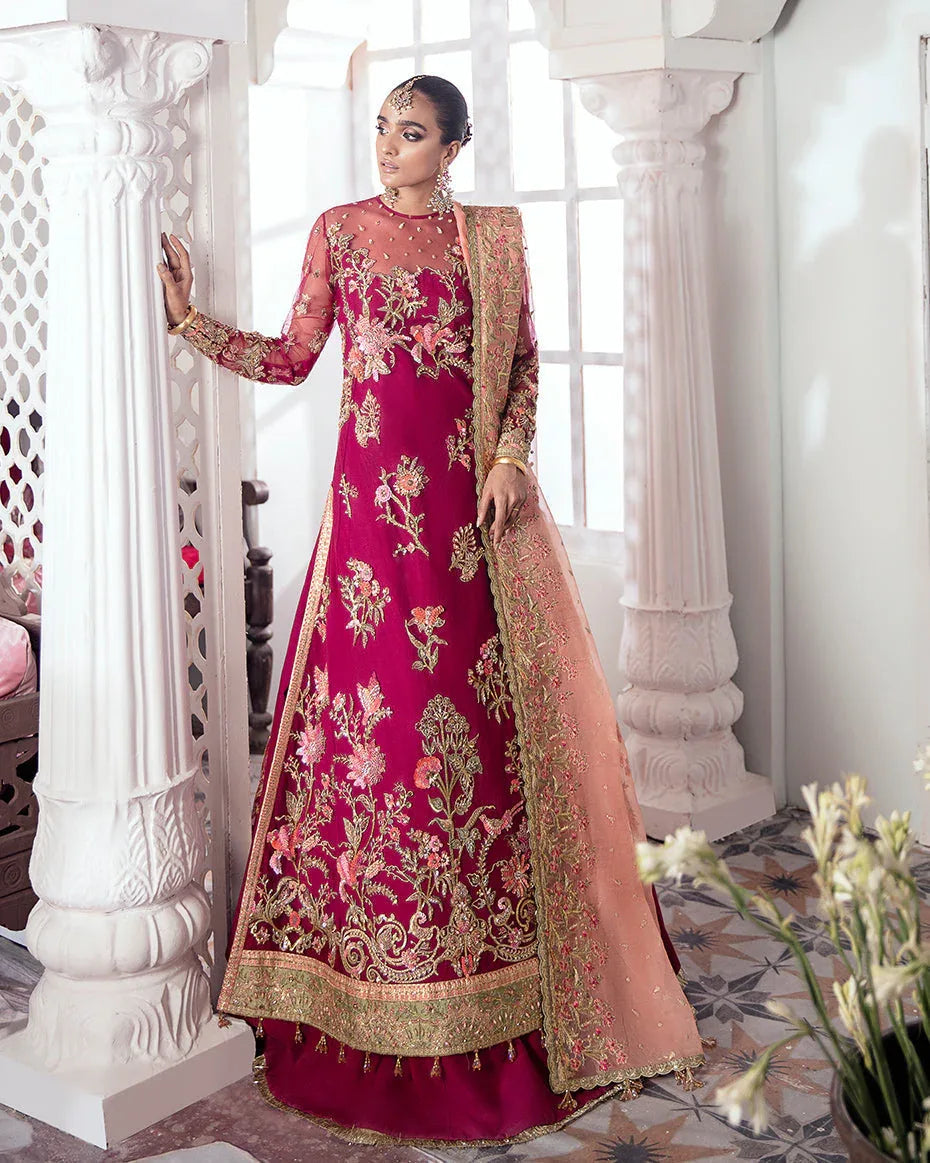 Gulaal | Wedding Formals | CHAMELI EMBROIDERED NET 3-PIECE SUIT WS-10 - Rang-e-Khaas