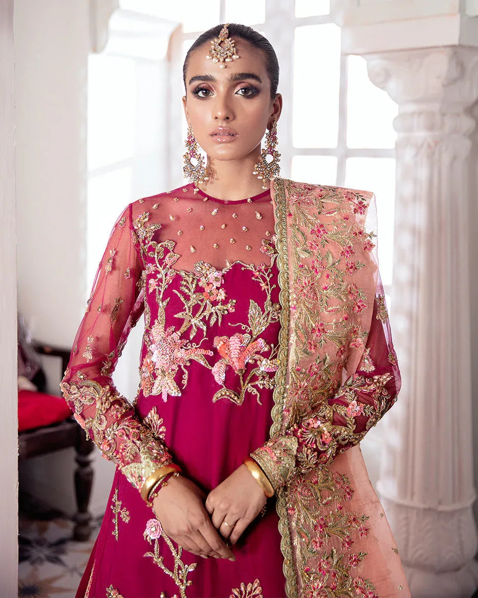 Gulaal | Wedding Formals | CHAMELI EMBROIDERED NET 3-PIECE SUIT WS-10 - Rang-e-Khaas