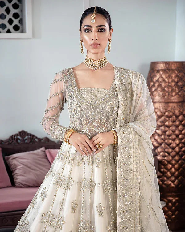 Gulaal | Wedding Formals | MEERAL EMBROIDERED NET 3-PIECE SUIT WS-22 - Rang-e-Khaas