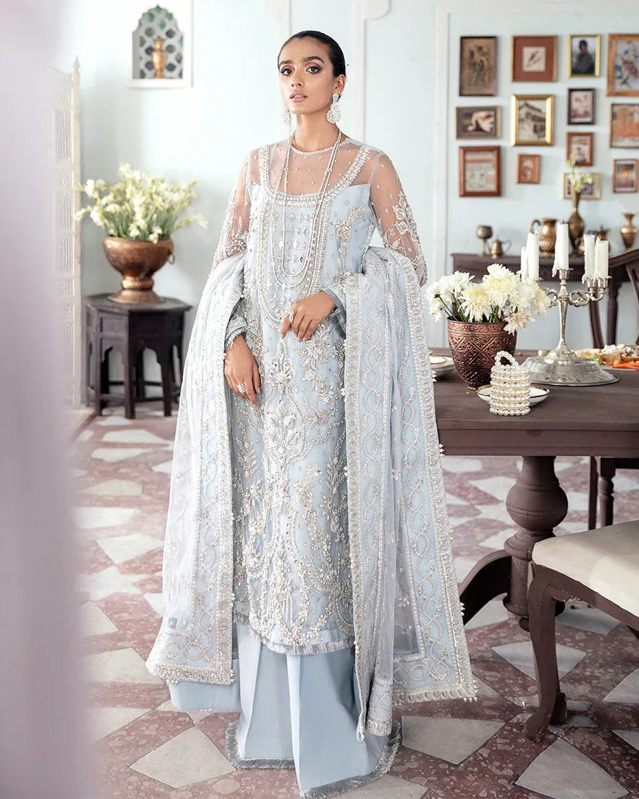 Gulaal | Wedding Formals | SAIKA EMBROIDERED NET 3-PIECE SUIT WS-20 - Rang-e-Khaas