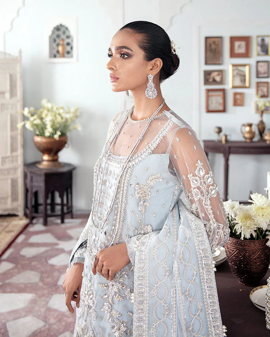 Gulaal | Wedding Formals | SAIKA EMBROIDERED NET 3-PIECE SUIT WS-20 - Rang-e-Khaas