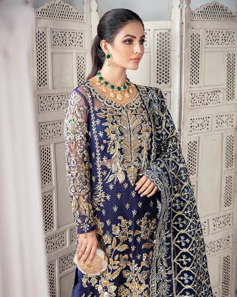 Gulaal | Wedding Formals | QAYINAAT EMBROIDERED NET 3-PIECE SUIT WS-16 - Rang-e-Khaas