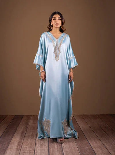 Zainab Chottani | The Kaftan Edit | Aqua Blossom - Rang-e-Khaas