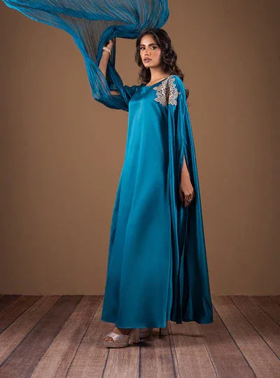 Zainab Chottani | The Kaftan Edit | Teal Waves - Rang-e-Khaas