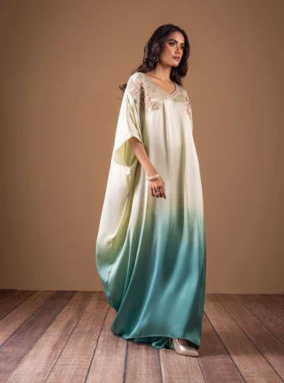 Zainab Chottani | The Kaftan Edit | Aqua Flame - Rang-e-Khaas