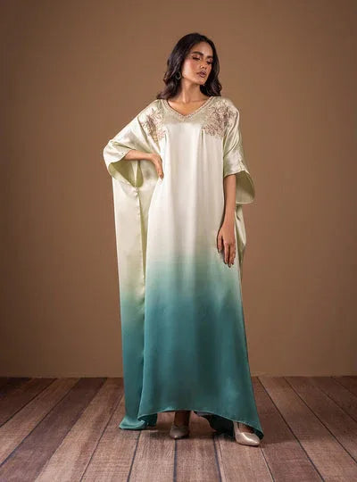 Zainab Chottani | The Kaftan Edit | Aqua Flame - Rang-e-Khaas