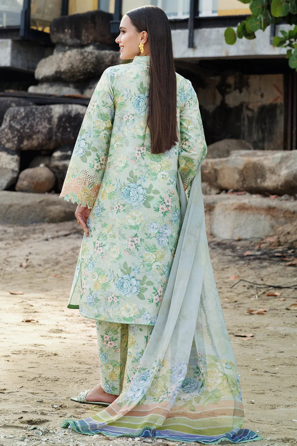 Farasha | Printed Essentials | Mint Bloom - Rang-e-Khaas