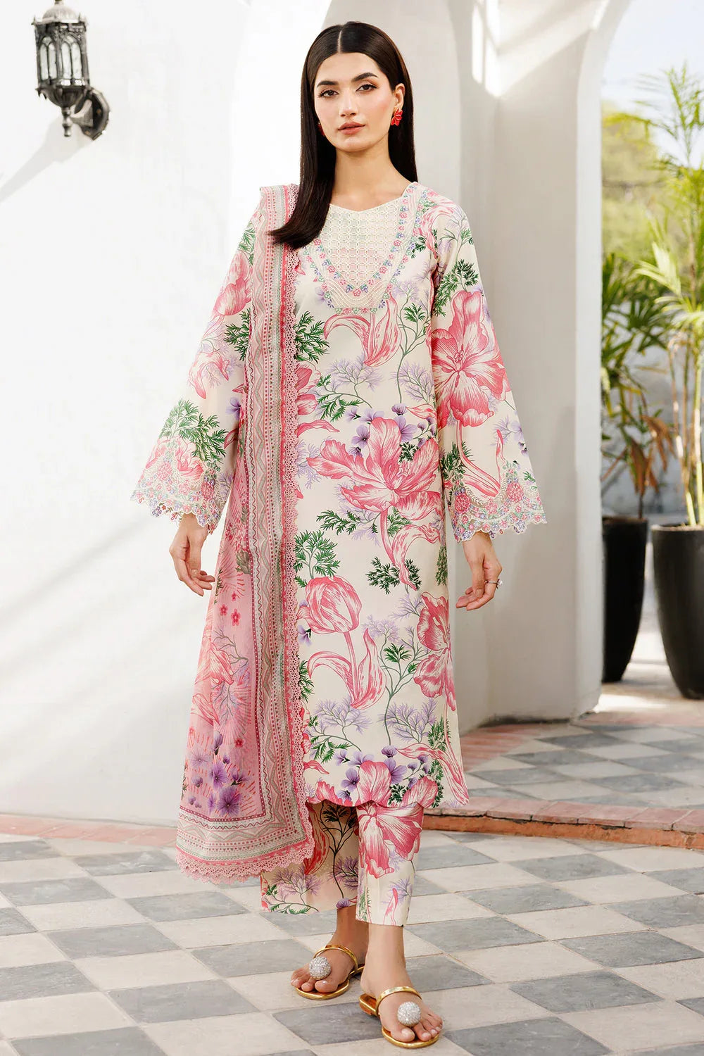 Farasha | Printed Essentials | Ivory Petal - Rang-e-Khaas