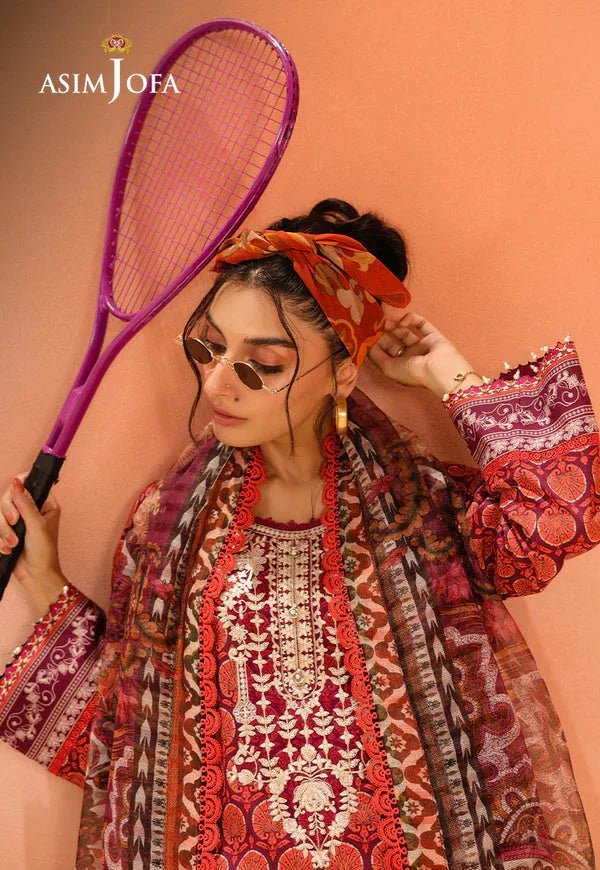 Asim Jofa | Summer Rhapsody | AJUBU-26 Printed Embroidered Lawn - Rang-e-Khaas