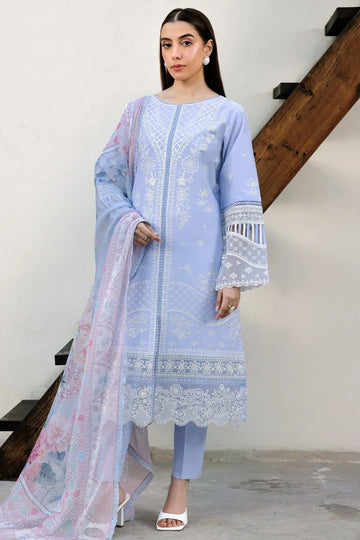 Farasha | Summer Weaves Embroidered Lawn | Serene Blue - Rang-e-Khaas