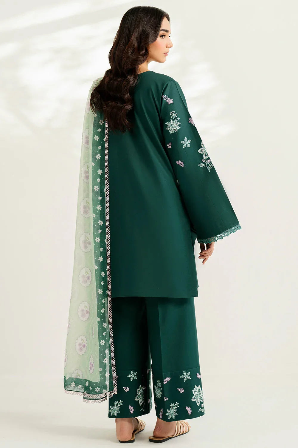 Farasha | Thread Lines Embroidered | Turquoise Bliss - Rang-e-Khaas
