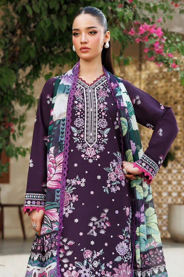 Farasha | Summer Weaves Embroidered Lawn | Plum Allure - Rang-e-Khaas