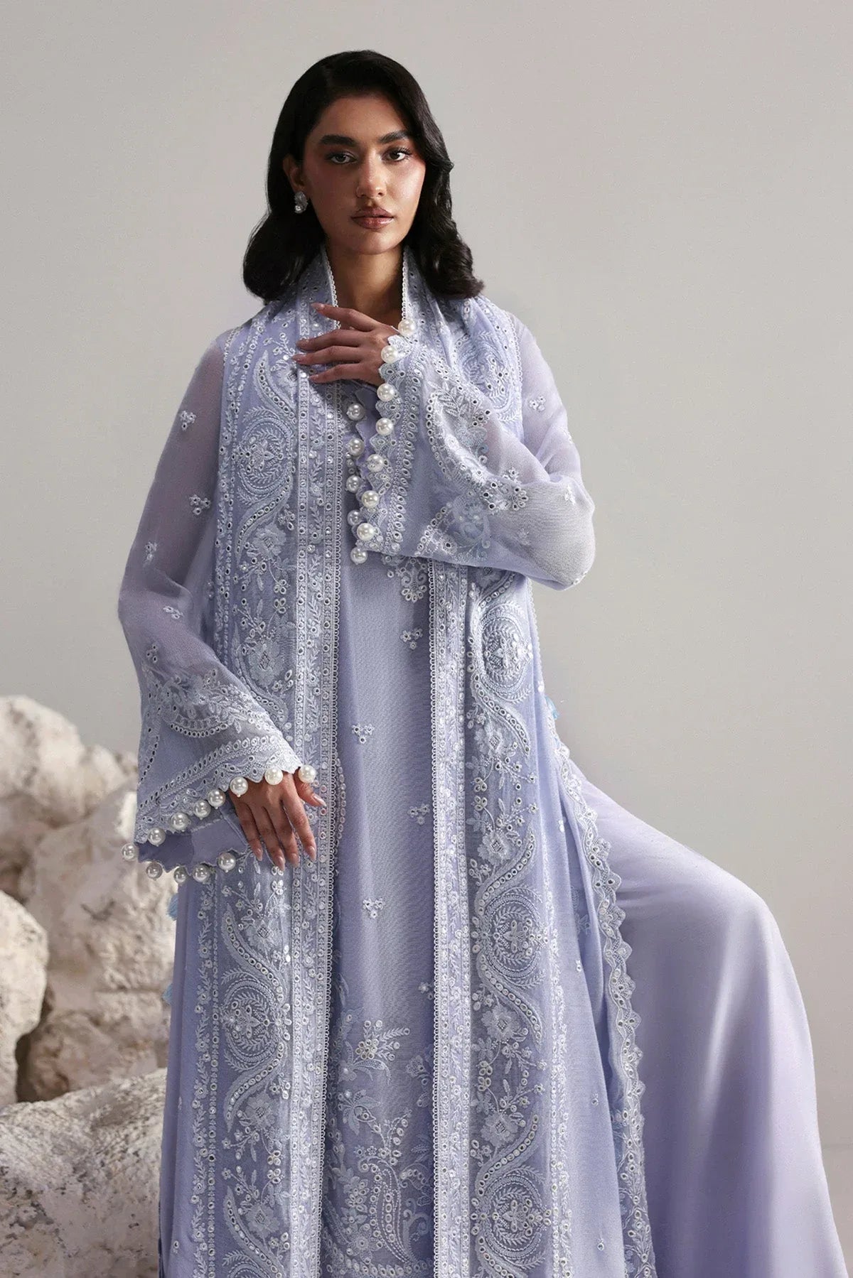 Afrozeh | Slate Ready to Wear | Vaelis - Rang-e-Khaas