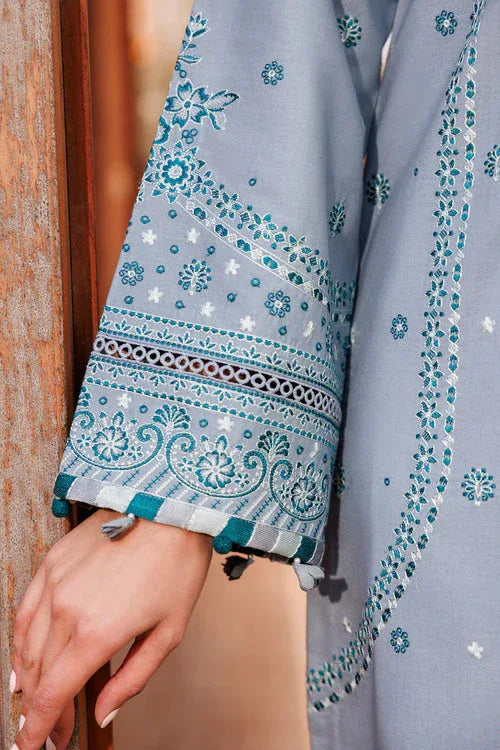 Farasha | Dastoor Embroidered Lawn SS24 | BERYL GREY - Rang-e-Khaas