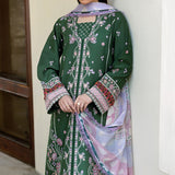 Farasha | Summer Weaves Embroidered Lawn | Emerald Eclips
