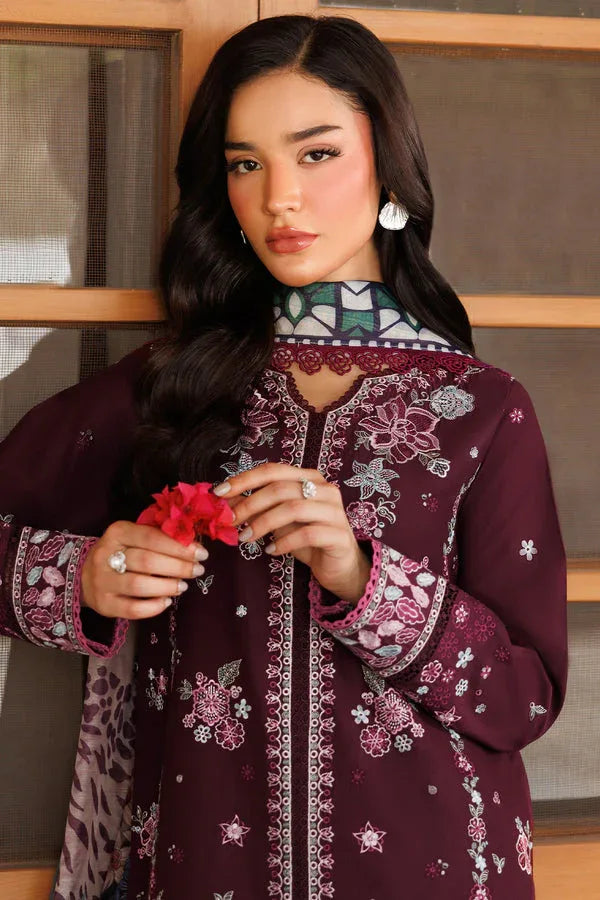 Farasha | Summer Weaves Embroidered Lawn | Burgandy Rush - Rang-e-Khaas