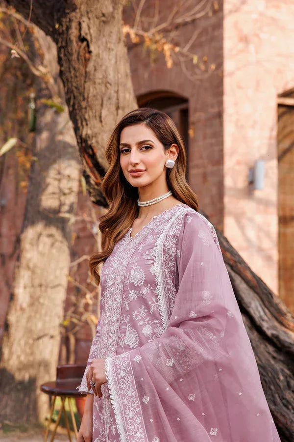 Farasha | Dastoor Embroidered Lawn SS24 | DAINTY LILAC - Rang-e-Khaas