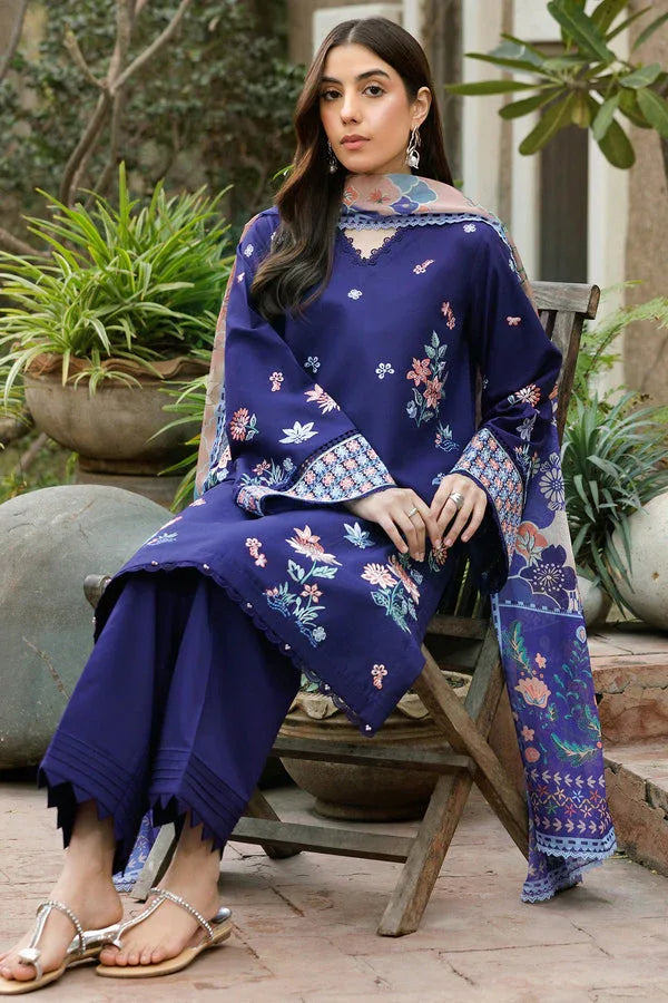 Farasha | Summer Weaves Embroidered Lawn | Indigo Glow - Rang-e-Khaas