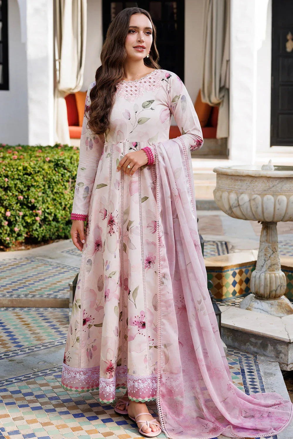 Farasha | Printed Essentials | Pink Bloom - Rang-e-Khaas