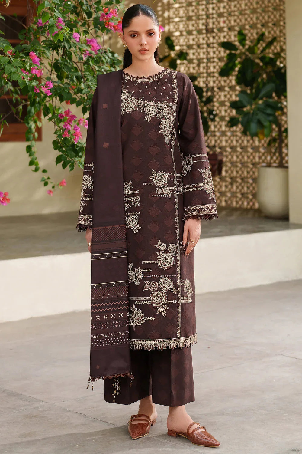 Farasha | Meline Premium Viscose 25 | Autumn Rose - Rang-e-Khaas