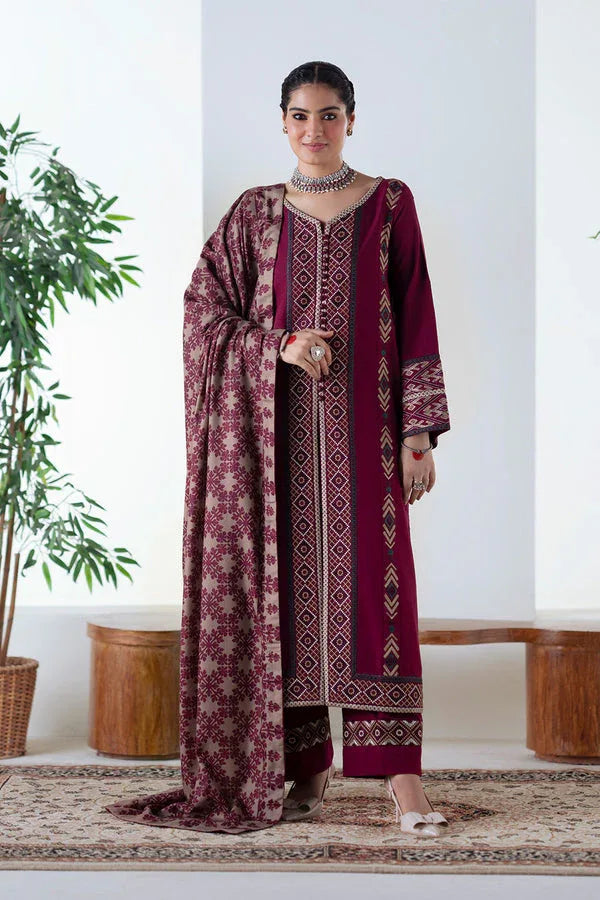 Maryum N Maria | Noore Winters 25 | 3 Piece Embroidered Khaddar MALALAI - FSU5670 - Rang-e-Khaas