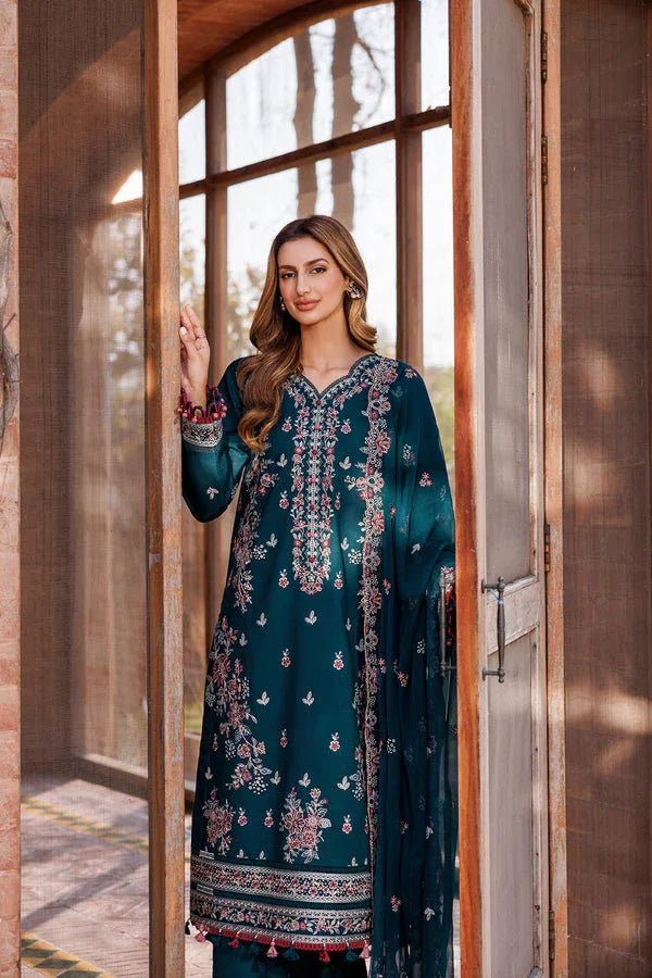 Farasha | Dastoor Embroidered Lawn SS24 | EMERALD CHARM - Rang-e-Khaas